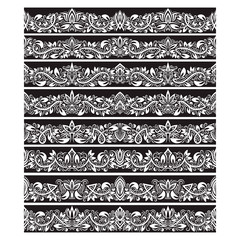 Wall Mural - Black white vintage elements for vector brushes creating. Borders templates kit for frames design and page decorations.