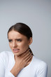 © puhhha - Sore Throat. Sick Woman Suffering From Pain, Painful Swallowing.