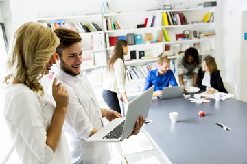 Multiethnic team working in a modern office