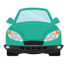 Green Sedan Or Coupe Car Frontview Icon Image Vector Illustration Design 