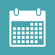 © natrot - Calendar icon on blue background, flat design style. Vector illustration eps 10.