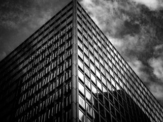 Windows of  commercial building in Hong Kong with B&W color