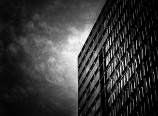 Windows of  commercial building in Hong Kong with B&W color
