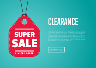 Canvas Print - Super sale banner with offer sticker vector illustration. Price clearance tag, special offer discount promo, advertisement retail label, exclusive shopping symbol. Modern graphic style offer sign