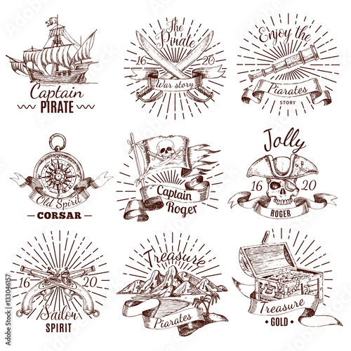 Hand Drawn Pirate Emblems