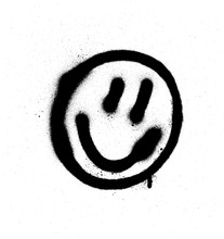 Graffiti Smiling Face Emoticon In Black On White