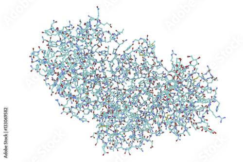 Fotografie, Obraz Molecule of ricin isolated on white background, 3D illustration, a highly toxic