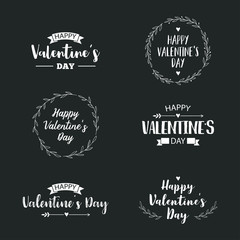 Wall Mural - Valentine's Day set of symbols. Illustrations and typography elements with lettering design. Set of typographic Valentines label designs.