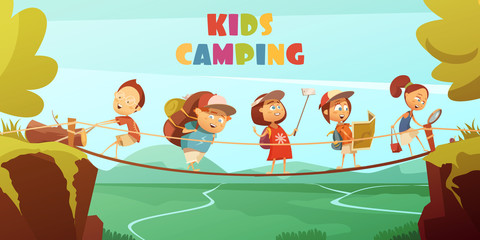 Sticker - Camping Kids Background 