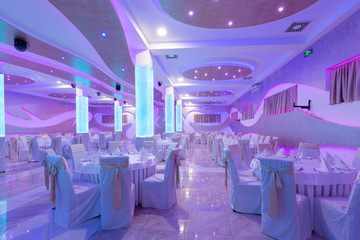 Wedding hall or other function facility set for fine dining