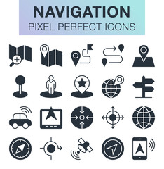 Set of pixel perfect navigation icons for mobile apps and web design. 
