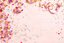 Delicate Pink Party Background With Streamers