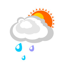 Rain cloud covers the sun. Simple graphics in flat style. Sign o