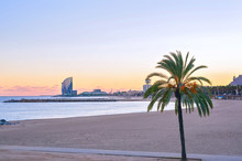 Barcelona Beach At Sunset Platja Nova Icaria Or Barceloneta View