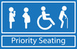 Priority seating sign.  Disability, elderly, pregnant and woman with baby. Vector.