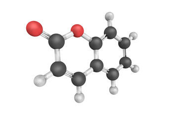 Poster - 3d structure of Coumarin, a fragrant organic chemical compound i