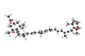 Wall Mural - 3d structure of Fucoxanthin, a xanthophyll found as an accessory