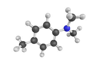 Wall Mural - 3d structure of N,n-dimethyl-p-toluidine, a clear colorless liqu