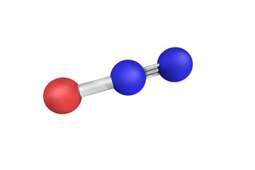 Sticker - 3d structure of Nitrous oxide, commonly known as laughing gas or