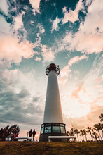Low Angle View Of Lighthouse At Sunset