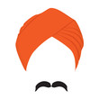 Turban headdress and mustache vector