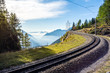 Gleise der rhätischen Bahn, Graubünden, Schweiz