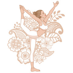 Wall Mural - Women silhouette. Lord of the dance yoga pose. Natarajasana