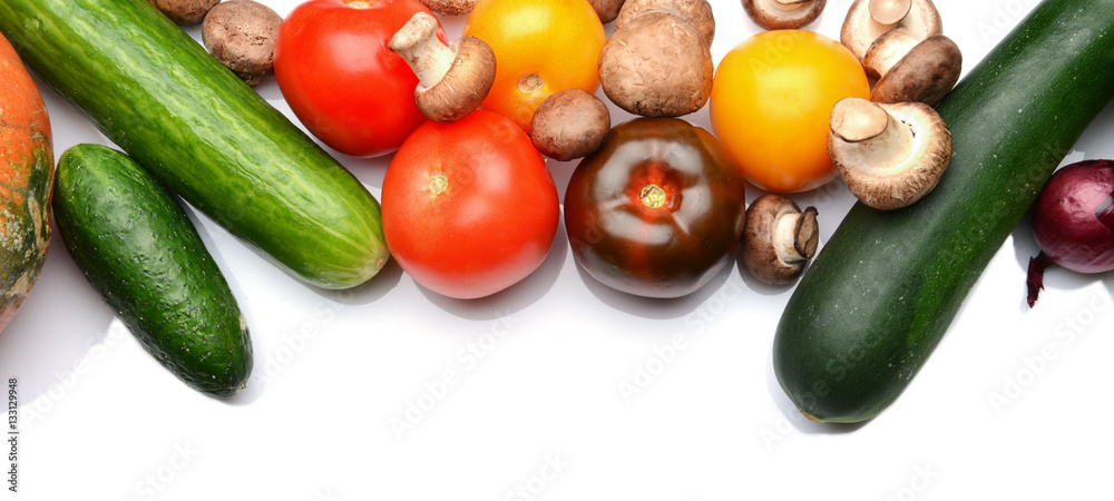 Fresh vegetables on white background