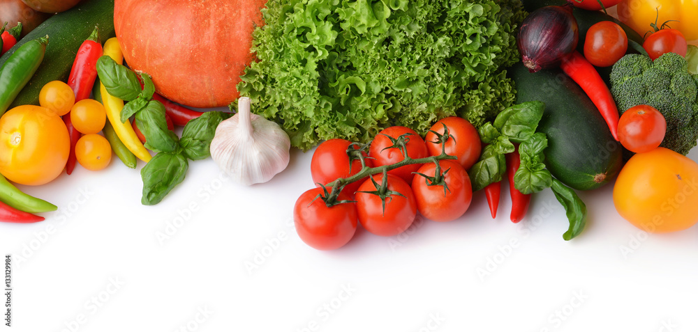 Fresh vegetables on white background