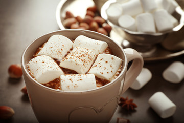 Poster - Cup of hot cocoa with marshmallows, closeup