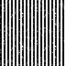 Seamless Vector Striped Pattern. Black, White Geometric Background With Vertical Lines. Grunge Texture With Attrition, Cracks And Ambrosia. Old Style Vintage Design. Graphic Illustration.