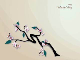 Wall Mural - cherry blossoms / flowers , happy valentine's day - vector card , background ( love , romantic , val