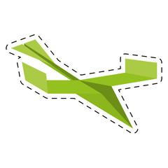 Sticker - green paper plane toy air cut line vector illustration eps 10