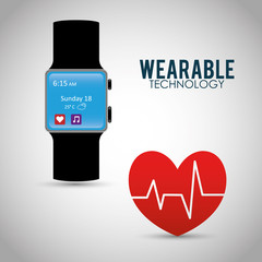 Poster - heart beat wearable technology watch device vector illustration eps 10