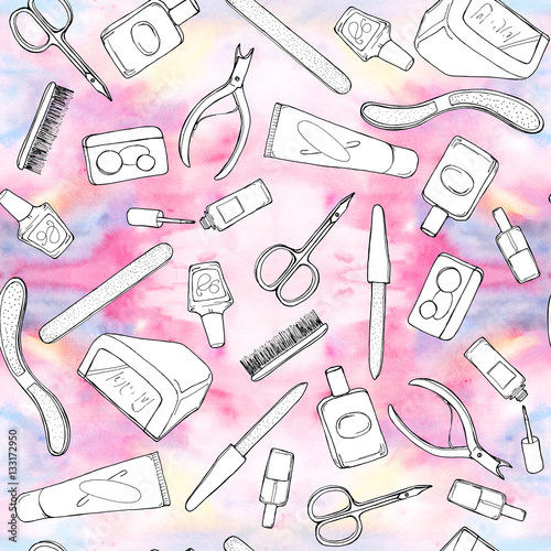recznie-rysowane-szkic-ilustracja-profesjonalny-zestaw-do-manicure-z-nozyczkami-do-paznokci-pilnik-do-paznokci-polski-paznokci