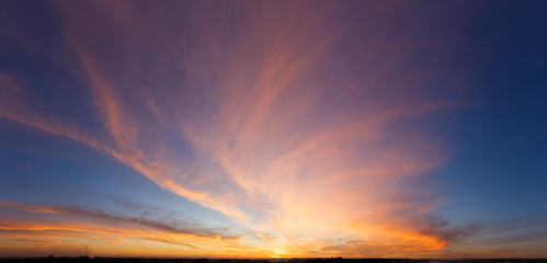 Beautiful sunset sky with amazing colorful clouds