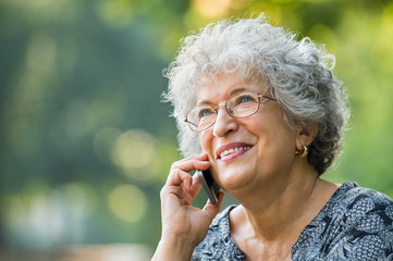 Old woman on phone