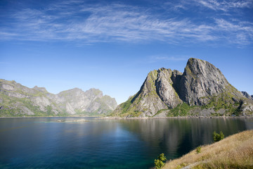 Poster - Summer view of Lofoten Islands near Moskenes, Norway