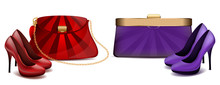 Women's Handbag And High Heels Fashion Theater
Red And Purple Handbag With Shoes On A White Background