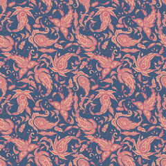  Paisley Floral oriental ethnic Pattern. Seamless Arabic Ornament. Ornamental motifs of the Indian fabric patterns.