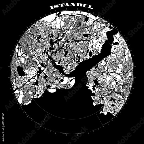 Fotomural Istanbul Compass Design Map Artprint