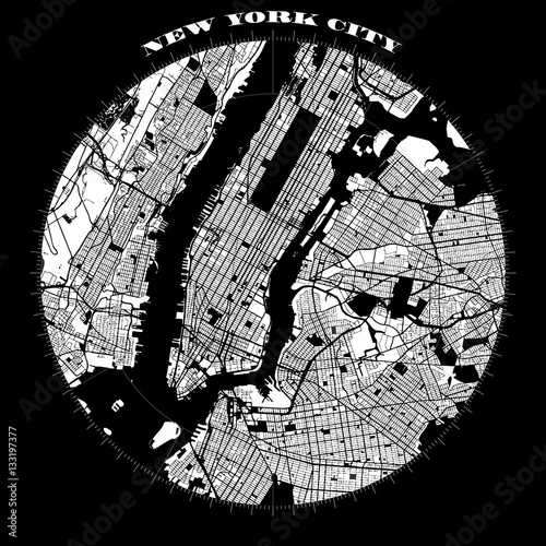Fotografía New York City Manhattan Compass Design Map