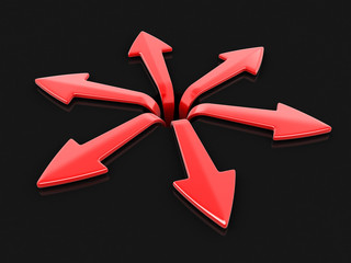 Poster - 3d image of arrows in different directions. Image with clipping path