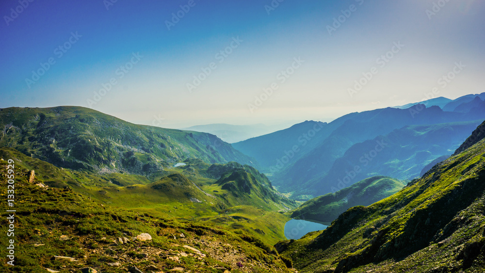 Obraz na płótnie Beautiful Mountain Panorama View, Rila Mountain, Bulgaria w salonie