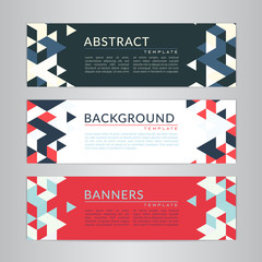 Wall Mural - Set banners collection with abstract soft color polygonal mosaic backgrounds. Geometric triangular patterns, vector illustration. Design templates for your projects.