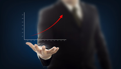 Poster - Businessman holding graph digital graphic on hand , business con