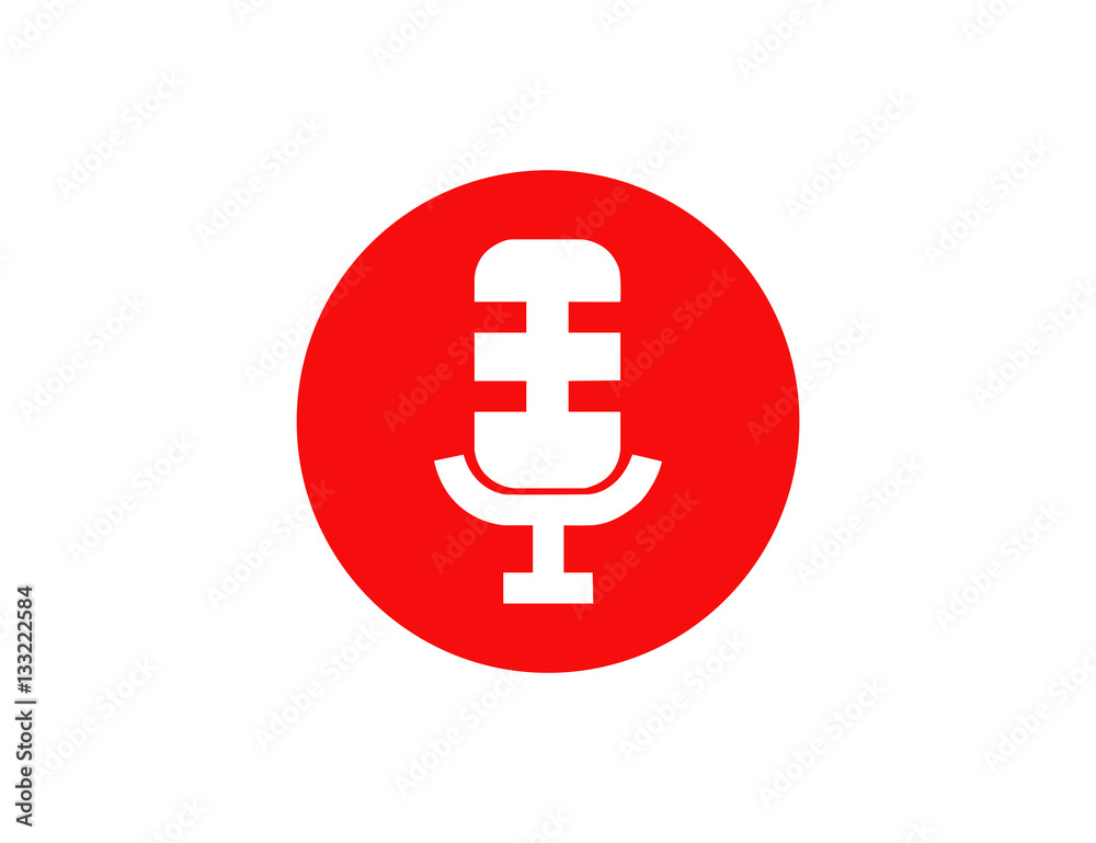 Microcall Icon Vector white flat microphone symbol icon Stock Vector | Adobe Stock