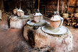 Traditional rock salt making, boiling salt mountainous in Thailand.