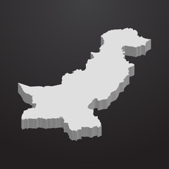 Poster - Pakistan map in gray on a black background 3d
