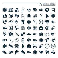 medical icons set on white background